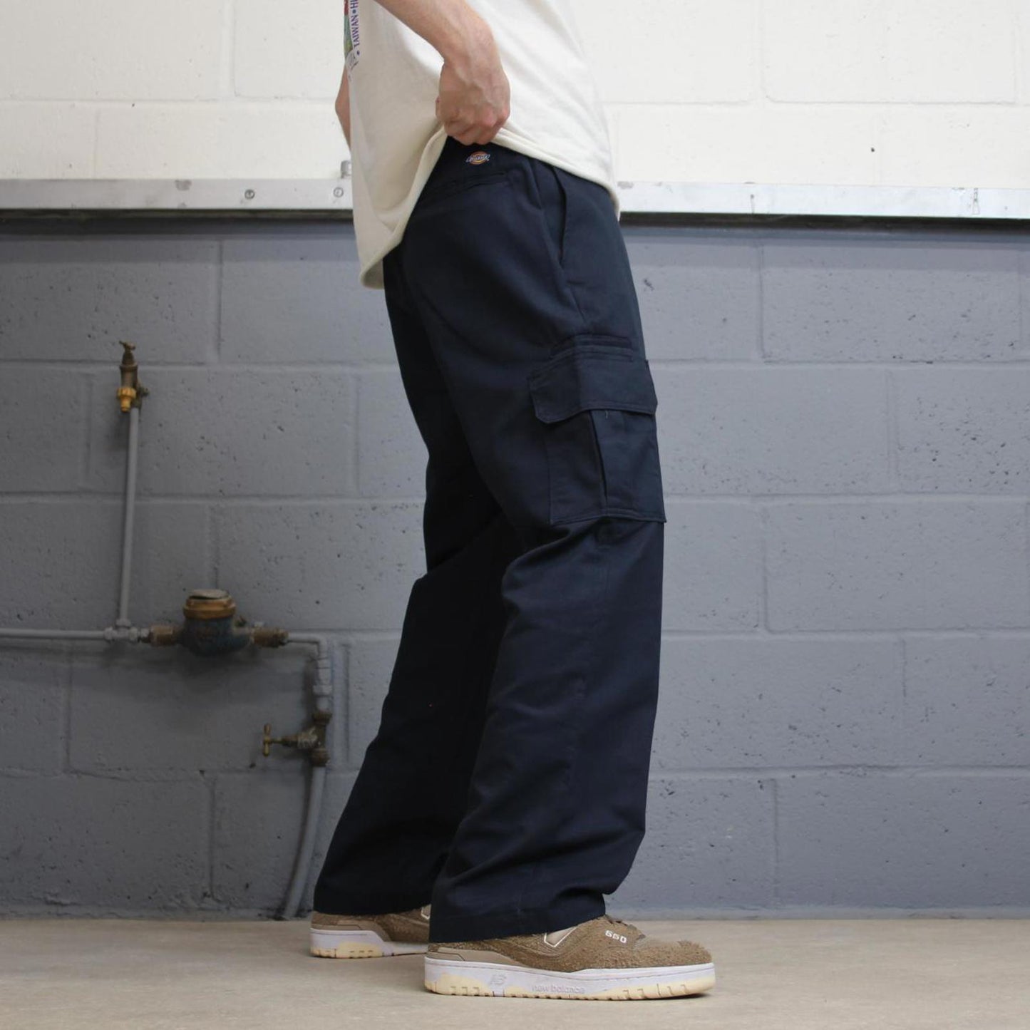 Baggy Dickies cargo pants W36L30 navy twill style chino cargo trousers skater style