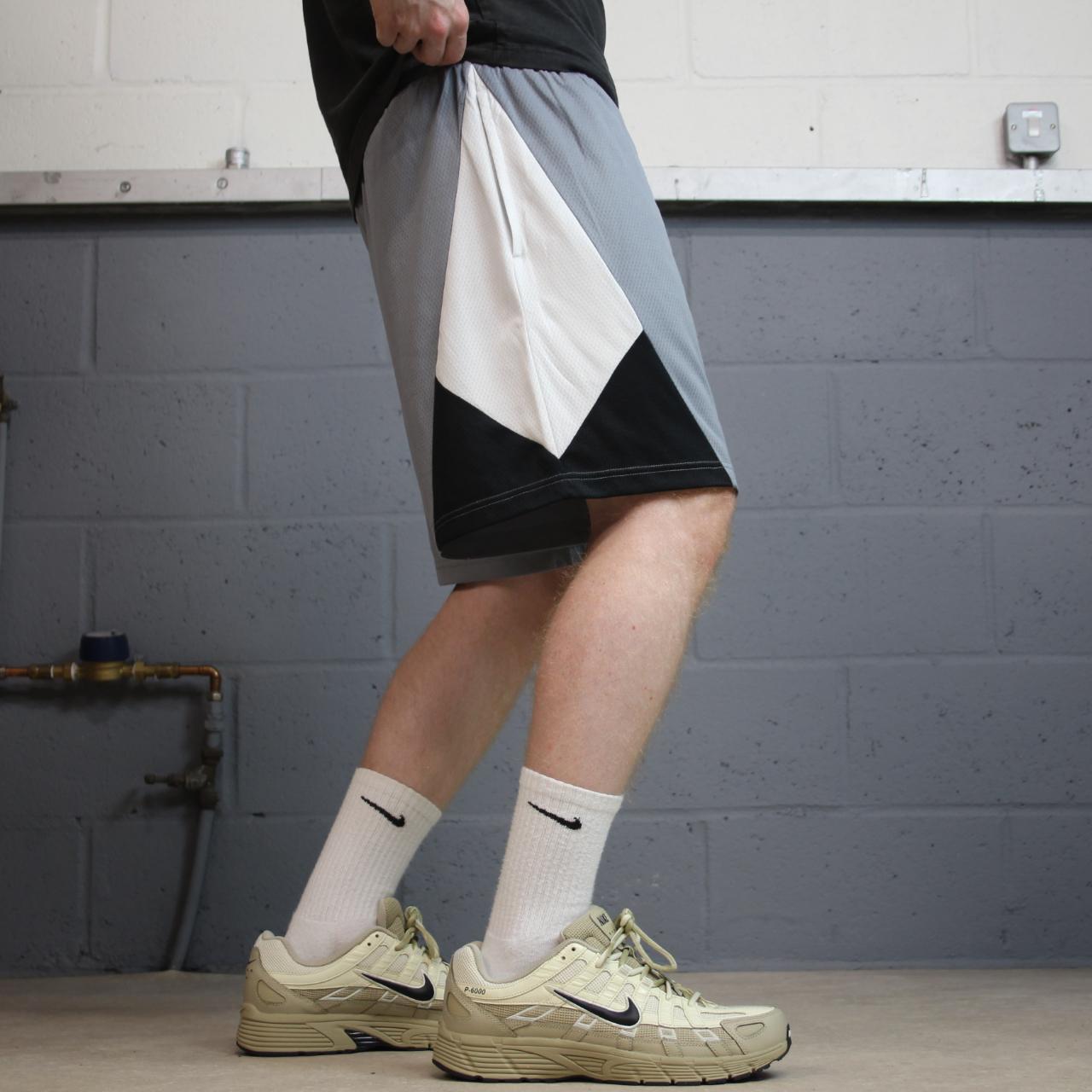 Nike sports shorts y2k Dri-Fit grey white Panelled colour loose floaty summer gym shorts