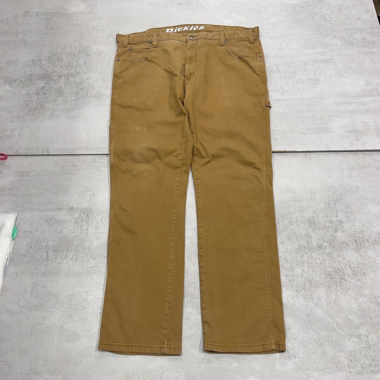 Mens Dickies carpenter jeans W38 L30 tan slim cargos waist patch