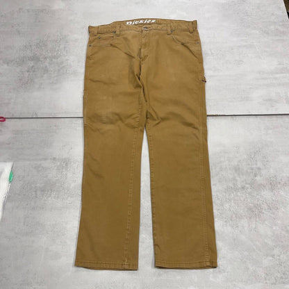 Mens Dickies carpenter jeans W38 L30 tan slim cargos waist patch