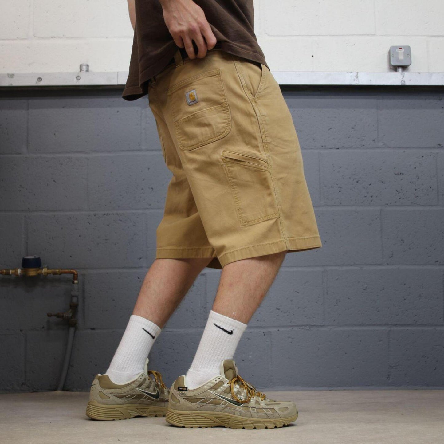 Carhartt carpenter shorts y2k skater tan Relaxed fit surf style cargo work shorts