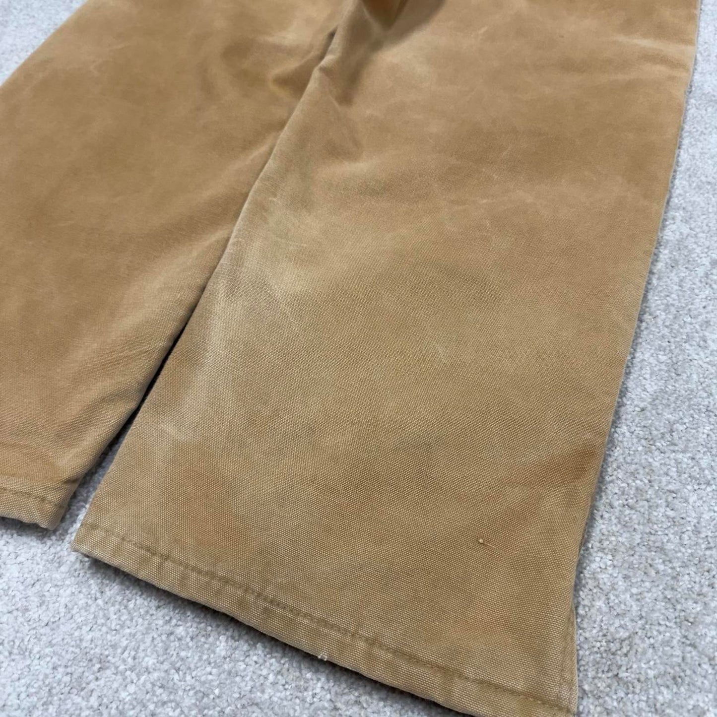Baggy Carhartt quilt lined jeans tan brown W40L30 vintage 90s skater style canvas cargos