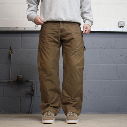 00s Dickies carpenter jeans workwear W36L30 90s skate style brown canvas relaxed cargos casual wear