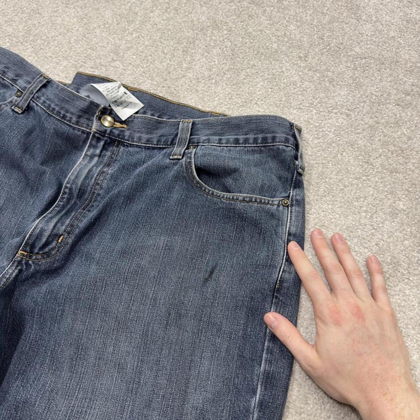 Carhartt work jeans relaxed blue Loose 100% cotton denim skate style y2k pants