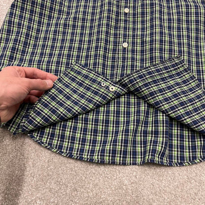 Green navy checkered Chaps technical shirt L men's long sleeve button up autumn y2k style
