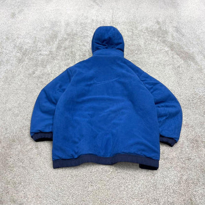 Vintage y2k Nike technical reversible jacket navy Fleece embroidered tech hooded windbreaker coat