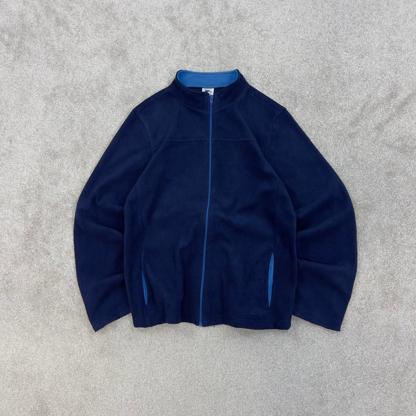 Navy Starter technical fleece 2XL Women's full zip up y2k style autumn lightweight