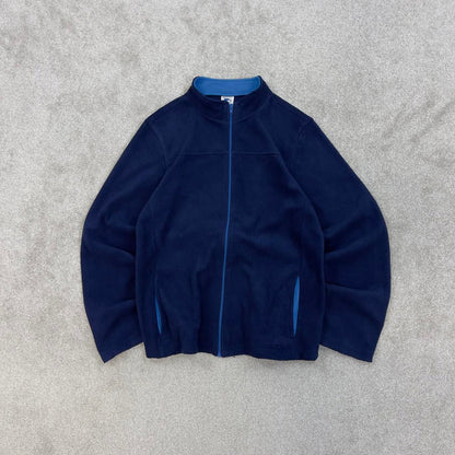 Navy Starter technical fleece 2XL Women's full zip up y2k style autumn lightweight