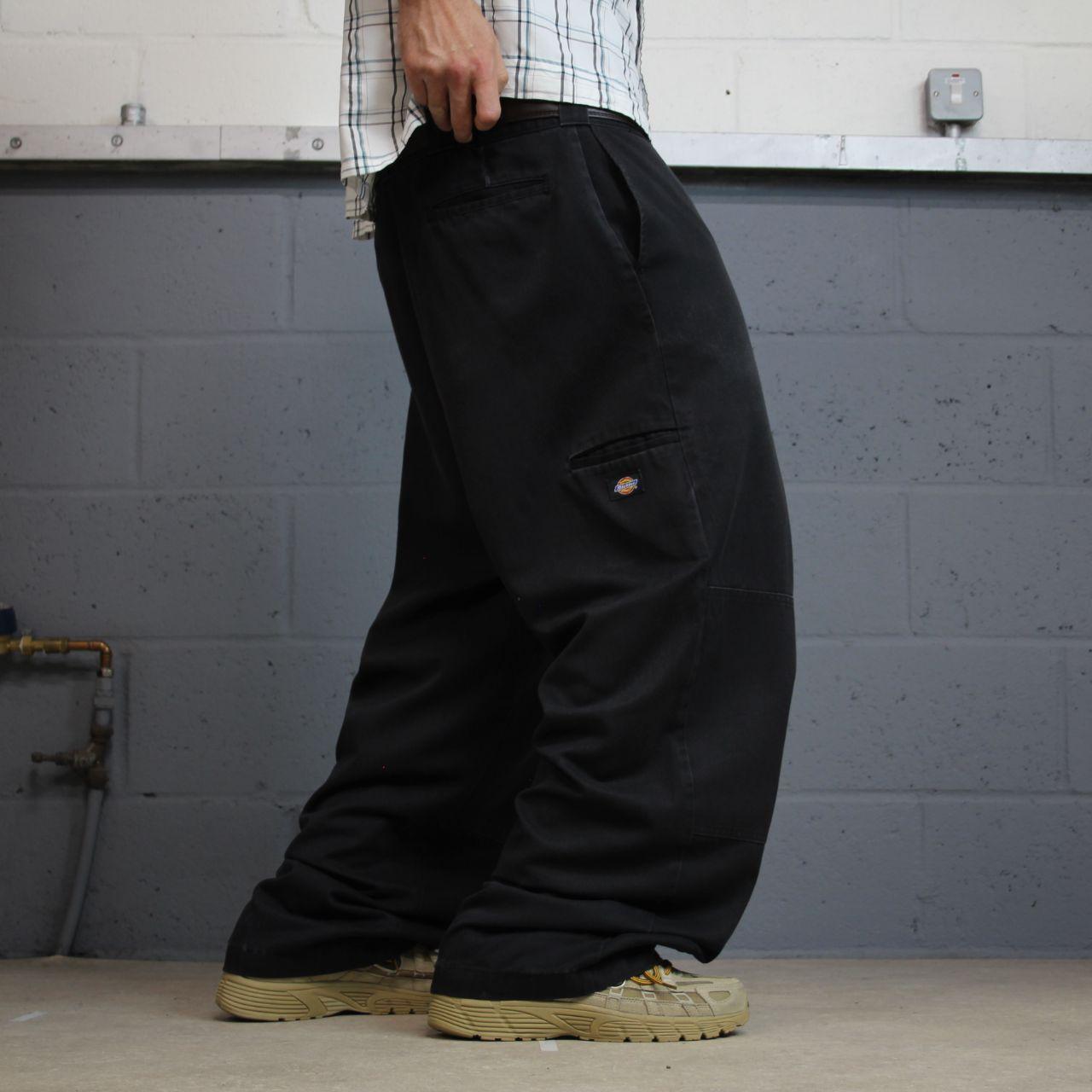 Baggy Dickies double knee carpenter pants faded black Loose twill chino style skate work trousers