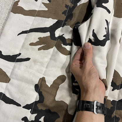 Vintage baggy white camo cargo pants 2XL Blue Bill Red Head snow camouflage thick hunting trousers