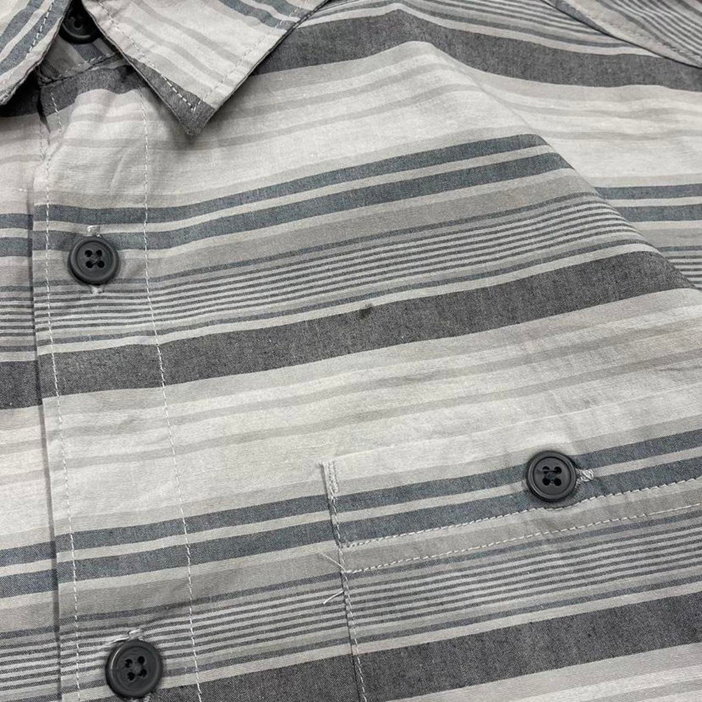 Y2K striped shirt short sleeve Columbia grey Surf style stripey shirt summer festival
