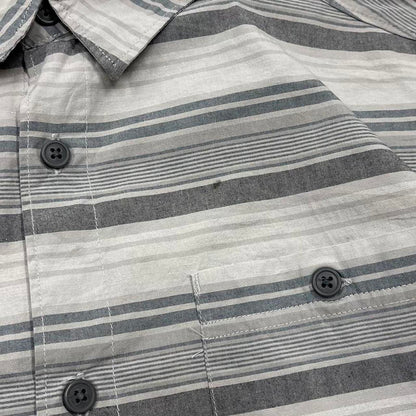 Y2K striped shirt short sleeve Columbia grey Surf style stripey shirt summer festival