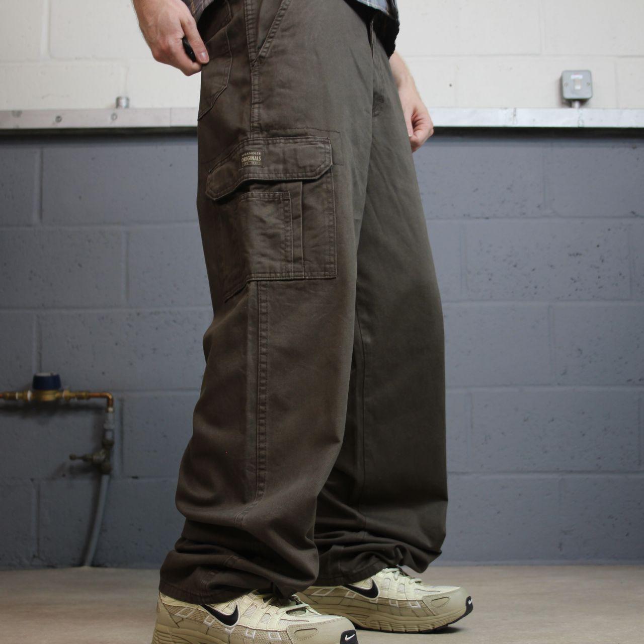 Wrangler baggy cargo pants y2k brown W34L32 Loose fit 100% cotton skater work pants