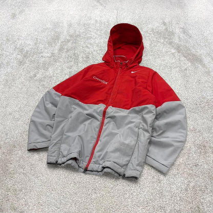 00s Nike jacket y2k style Medium men's red grey full zip padded windbreaker coat technical