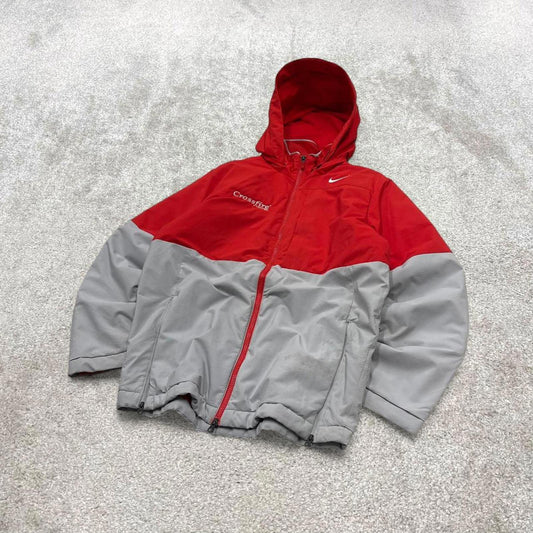 00s Nike jacket y2k style Medium men's red grey full zip padded windbreaker coat technical