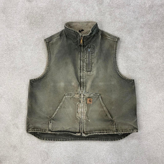 Green vintage Carhartt gilet 2XL sandstone canvas