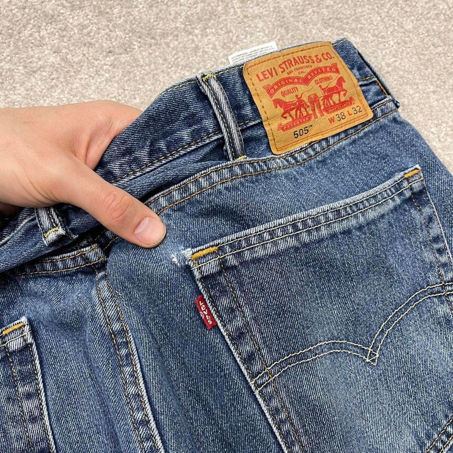 Vintage Y2K Levi’s 505 jeans light wash blue Straight leg 00s style denim pants red tab logo