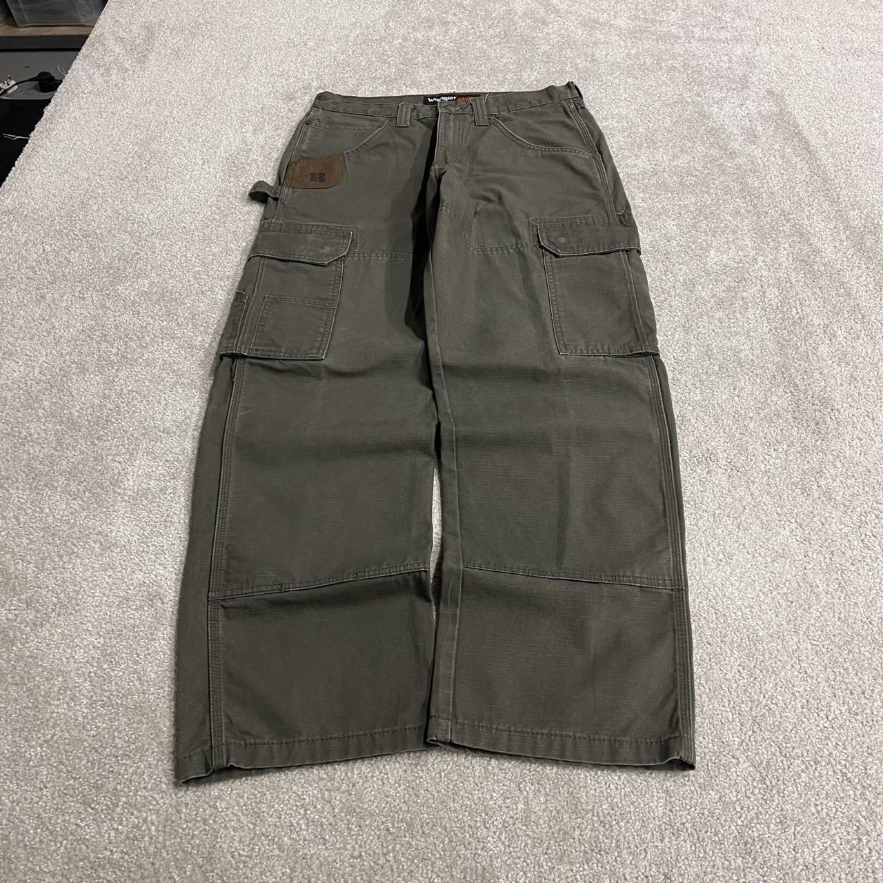 Wrangler cargo jeans y2k green W30L30 Thick heavy canvas double knee skater work pants