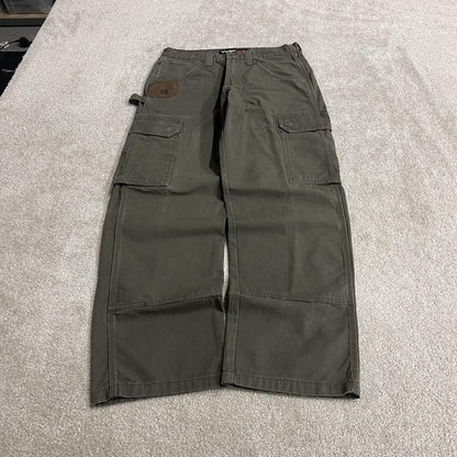 Wrangler cargo jeans y2k green W30L30 Thick heavy canvas double knee skater work pants