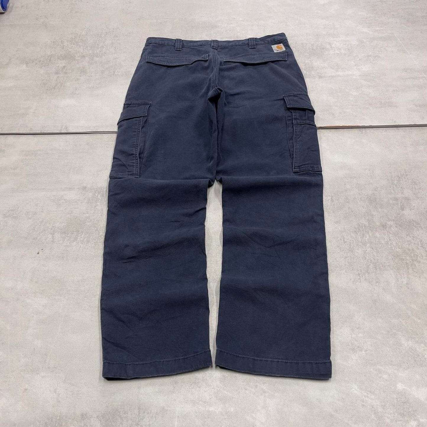 Navy Carhartt cargo pants W32L28 relaxed fit 90s 00s skater style cargos trousers utility workwear
