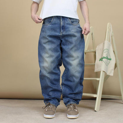 Blue baggy tapered Paco jeans W32 L32 loose Y2K denim hip hop pants