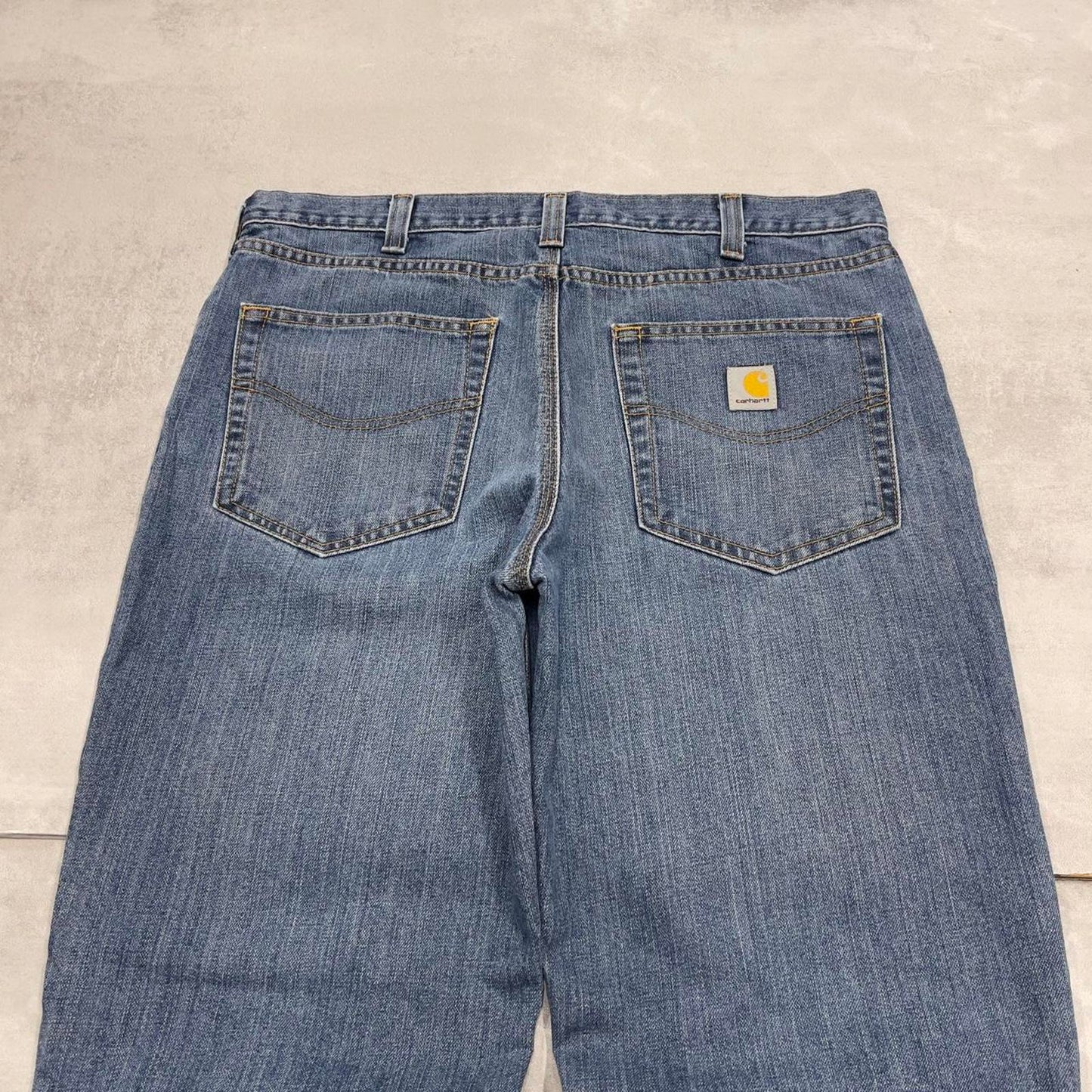 00s Carhartt jeans casual workwear W35L32 skater style loose blue denim 5 pocket pants streetwear