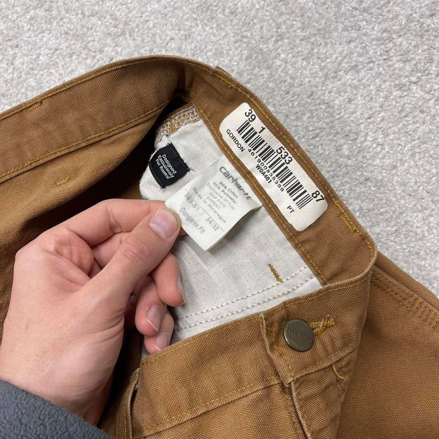 Y2K baggy fit Carhartt jeans tan brown Loose wide leg canvas carpenter skater cargo work pants