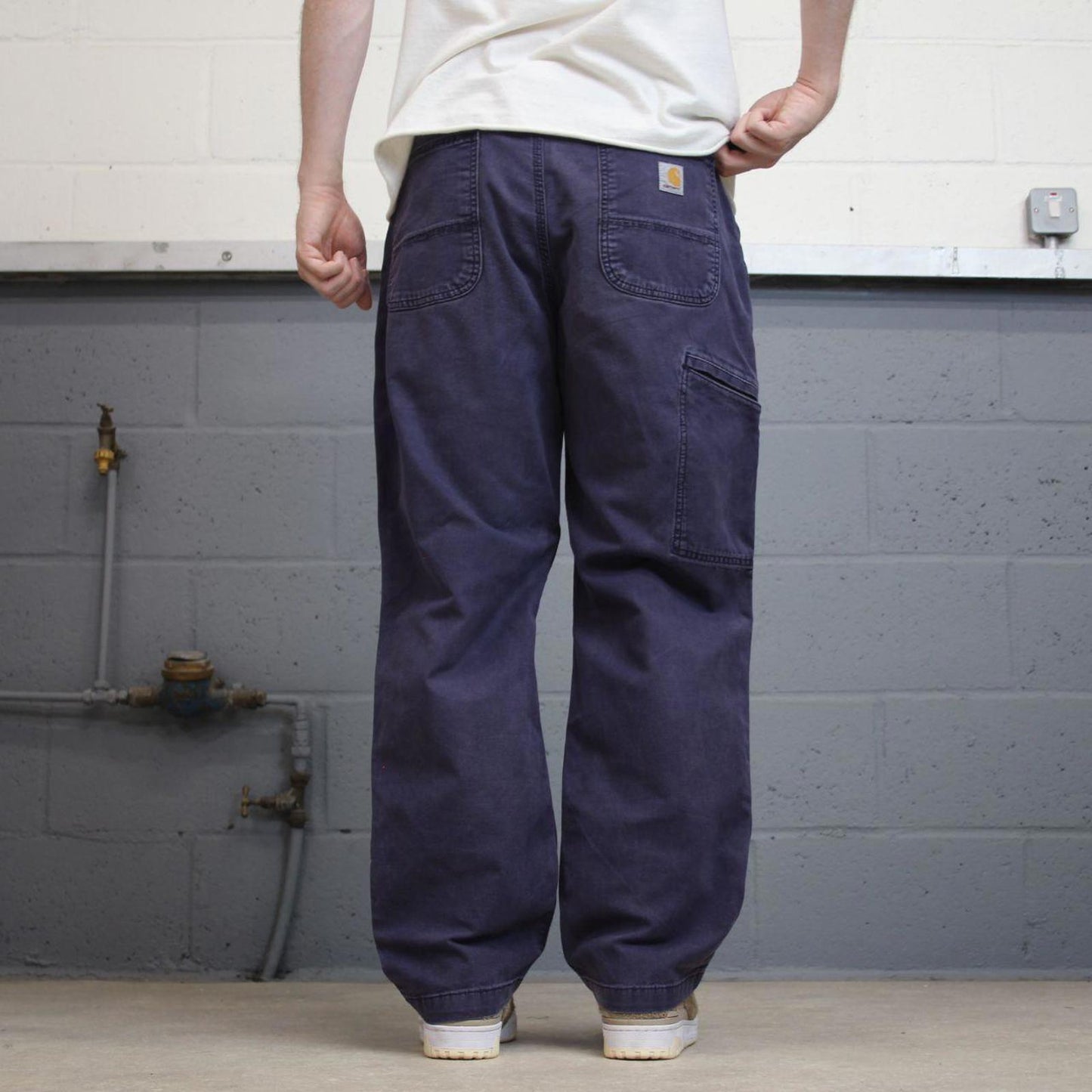 Mens Carhartt carpenter pants W36 L30 navy purple relaxed 90s style cargos