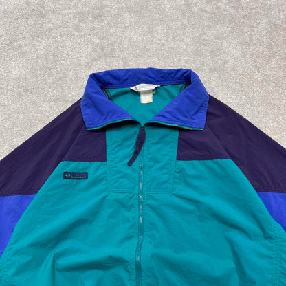 Vintage y2k Columbia technical windbreaker jacket green Bomber style lightweight jacket elasticated