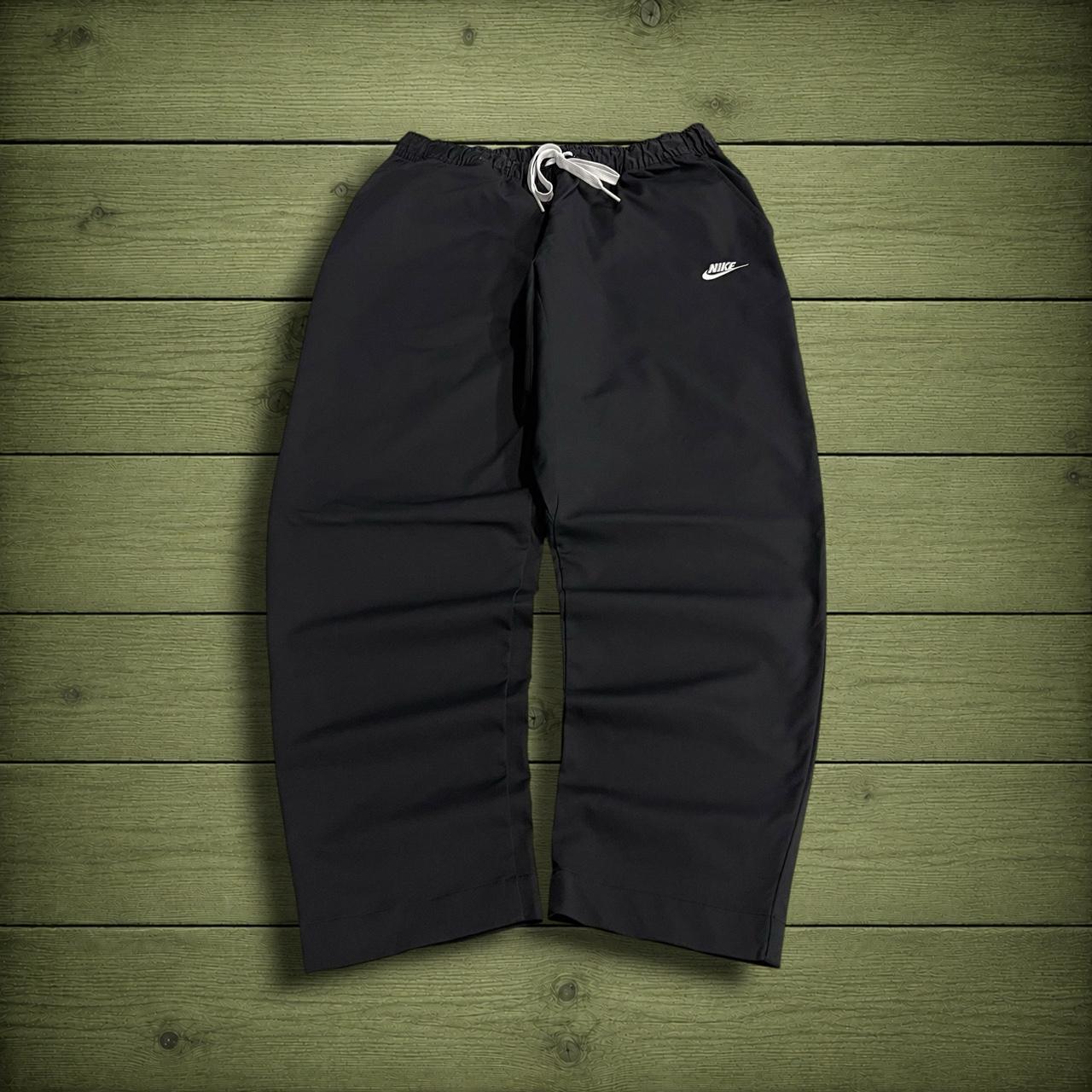 Y2K Nike technical tracksuit bottoms black Ulined track pants with embroidered logo
