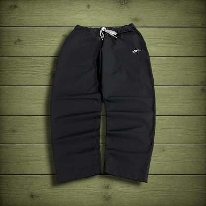Y2K Nike technical tracksuit bottoms black Ulined track pants with embroidered logo