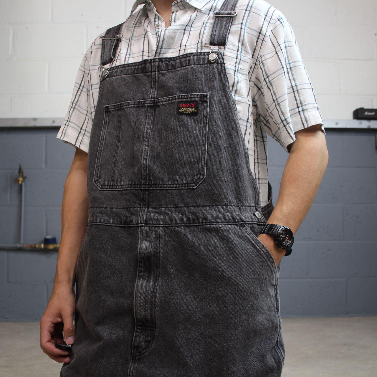 Levi’s dungarees y2k 00s denim overalls washed black loose fit red tab and adjustable straps
