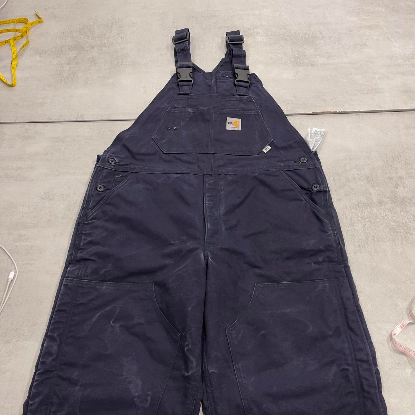 Carhartt FR overalls W36 L28 navy baggy canvas padded carpenter dungarees