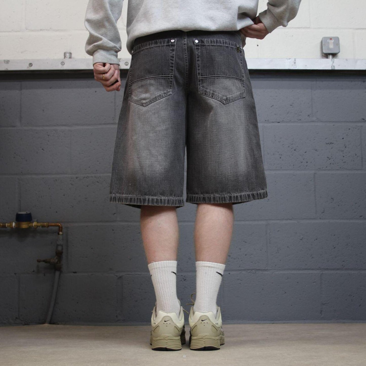 Baggy Southpole denim shorts y2k grey Streetwear long skater style surf jorts