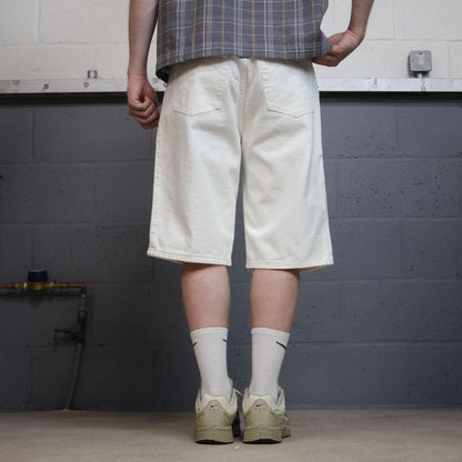 Long baggy denim shorts y2k white Loose skater surf style summer shorts