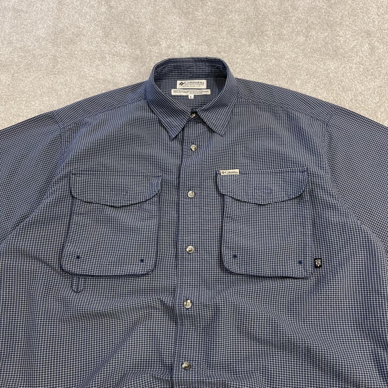 Columbia checkered short sleeve shirt boxy navy Surf style check shirt technical safari summer