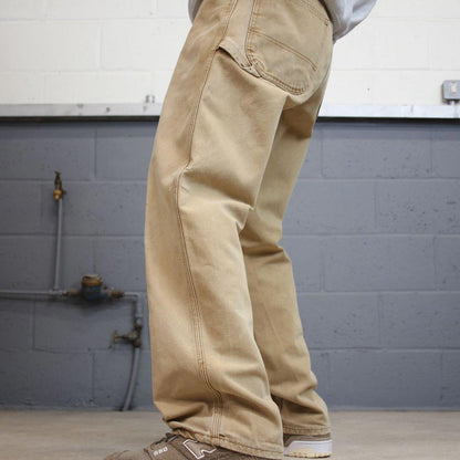 Baggy Dickies carpenter jeans W36L30 loose tan canvas cargo skater style pants