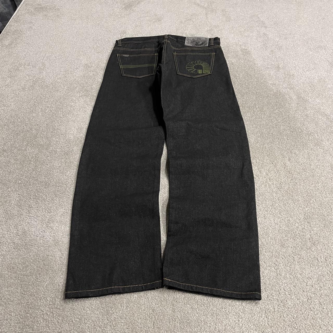 Black Akademiks jeans y2k loose thick denim W36L34 Loose fit surf style pants, embroidered
