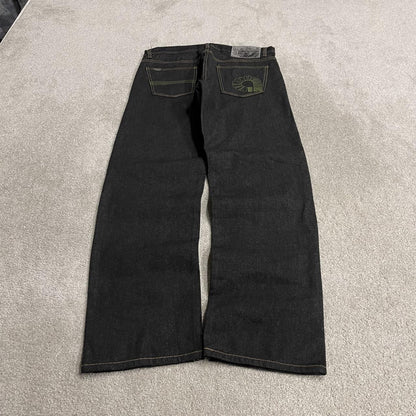 Black Akademiks jeans y2k loose thick denim W36L34 Loose fit surf style pants, embroidered