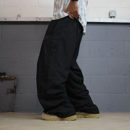 Y2K Nike baggy tracksuit bottoms black wide leg XXL lined casual swoosh logo track pants