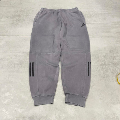 Y2k Adidas tracksuit bottoms Large men's grey joggers casual sports gym wear track pants soft