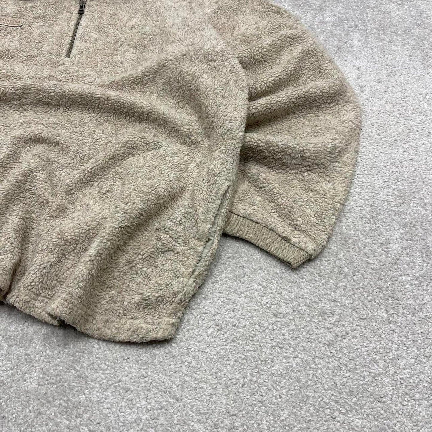 00s Columbia technical fleece XL men's beige 1/4 zip up y2k style autumn pull over casual