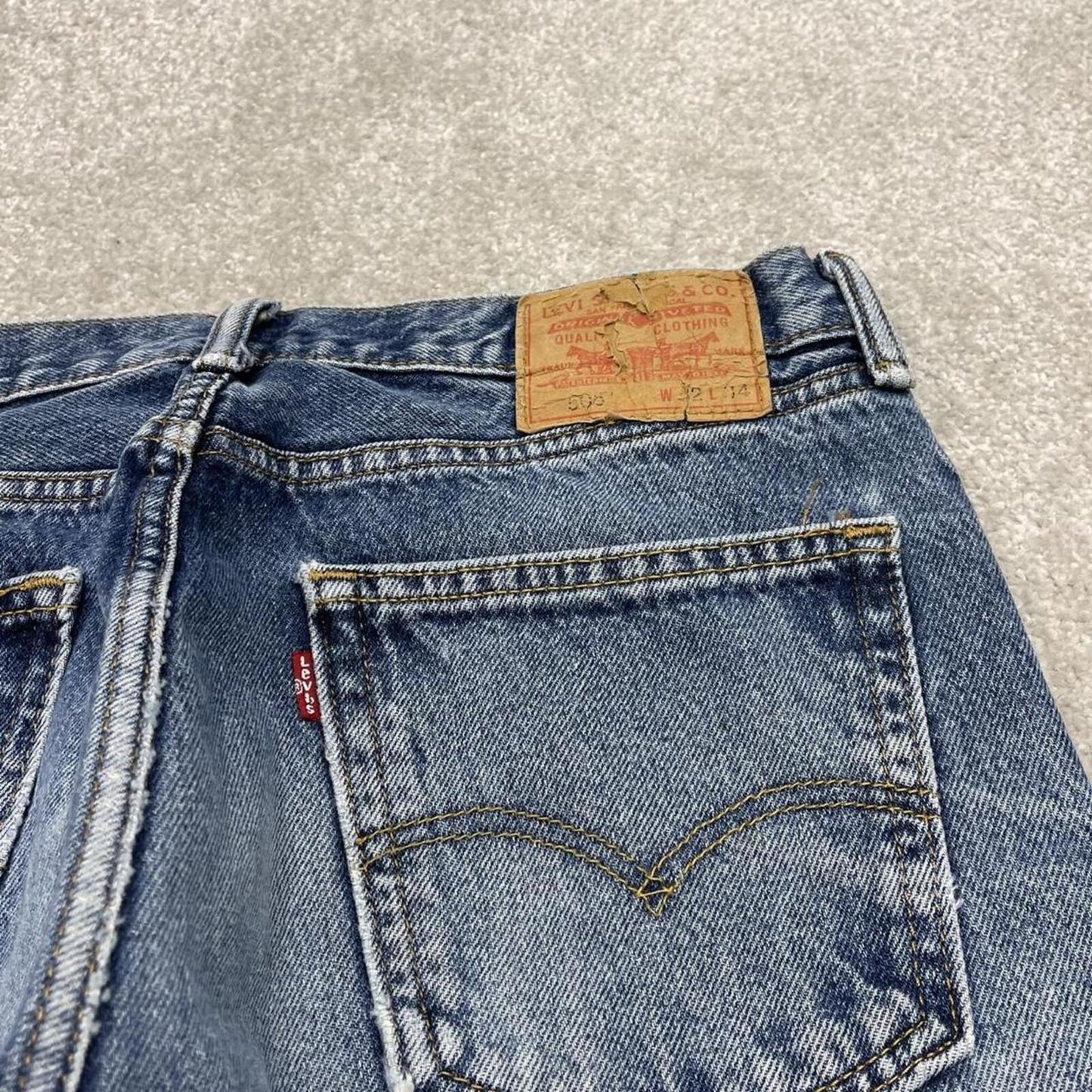Y2k Levi's 505 jeans blue 32x34 Straight denim pants red tab logo 100% cotton