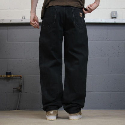 Black Carhartt jeans loose work pants 100% cotton denim skate style workwear pants
