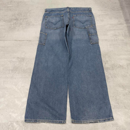 Blue baggy Levis carpenter jeans W38L31 loose skater thick denim 90s style cargos red tab logo