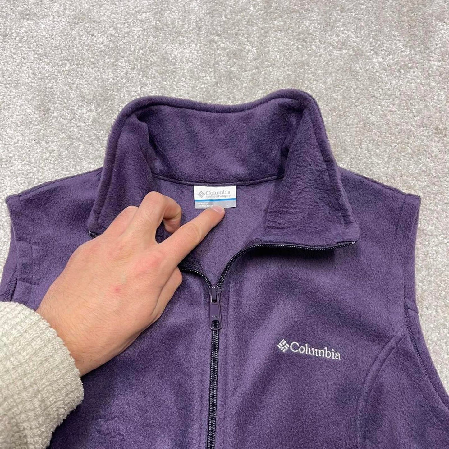 Purple Columbia technical fleece gilet Large women's y2k style full zip up autumn