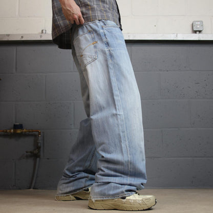 Y2K baggy ecko unltd jeans washed blue denim W34L32 Baggy fit loose surf style pants