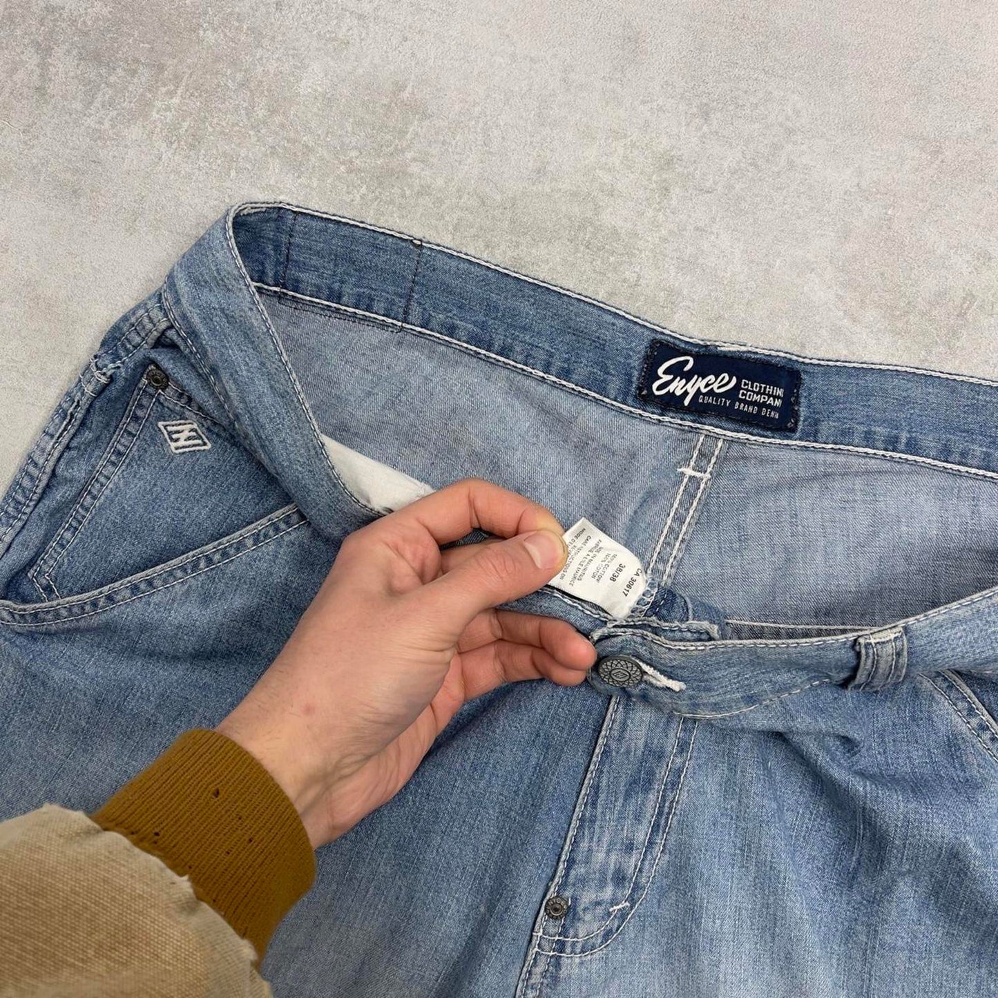 Baggy Enyce jean shorts W38 denim skater style denim shorts patch logo