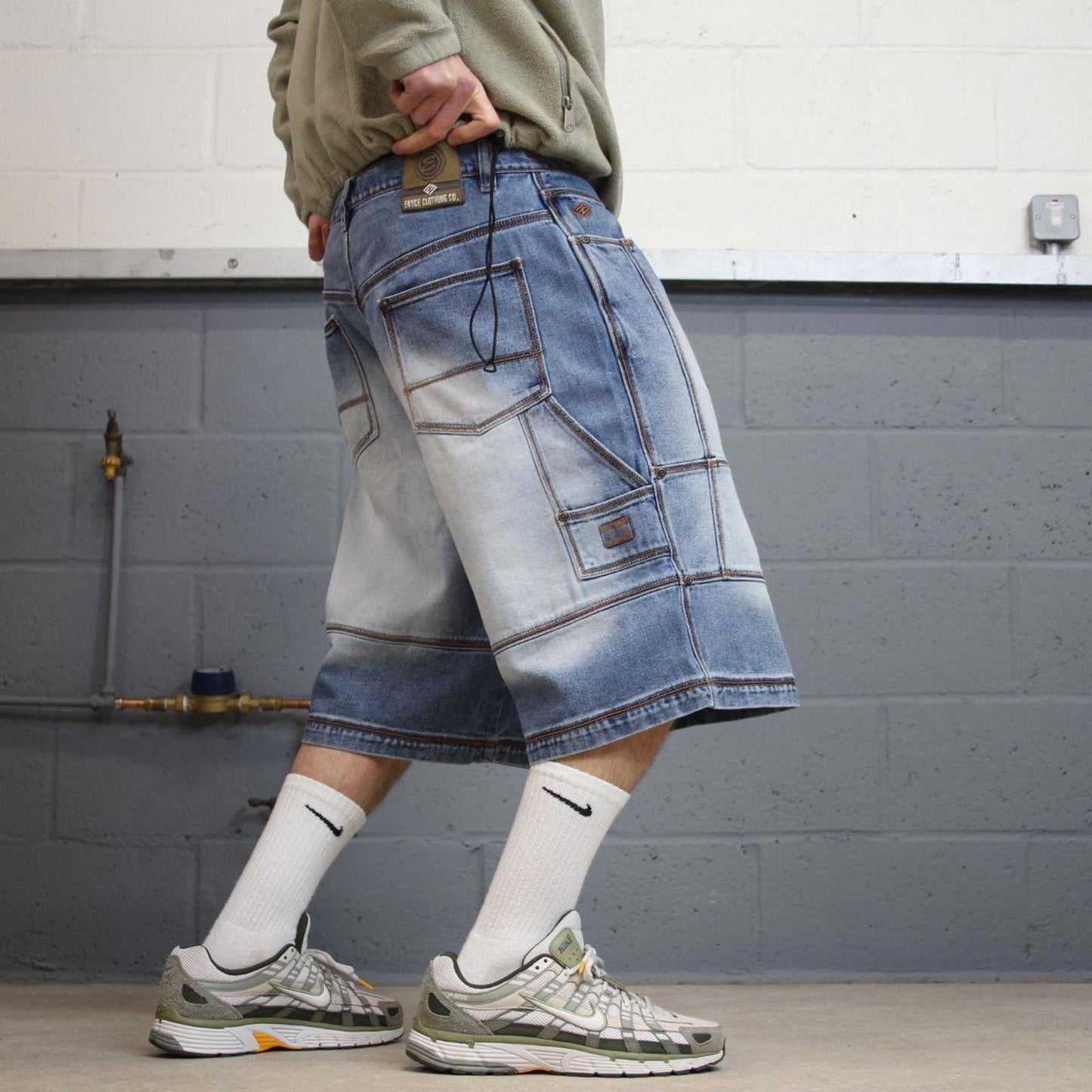 Y2k baggy Enyce carpenter shorts skater style blue Loose wide leg summer festival shorts