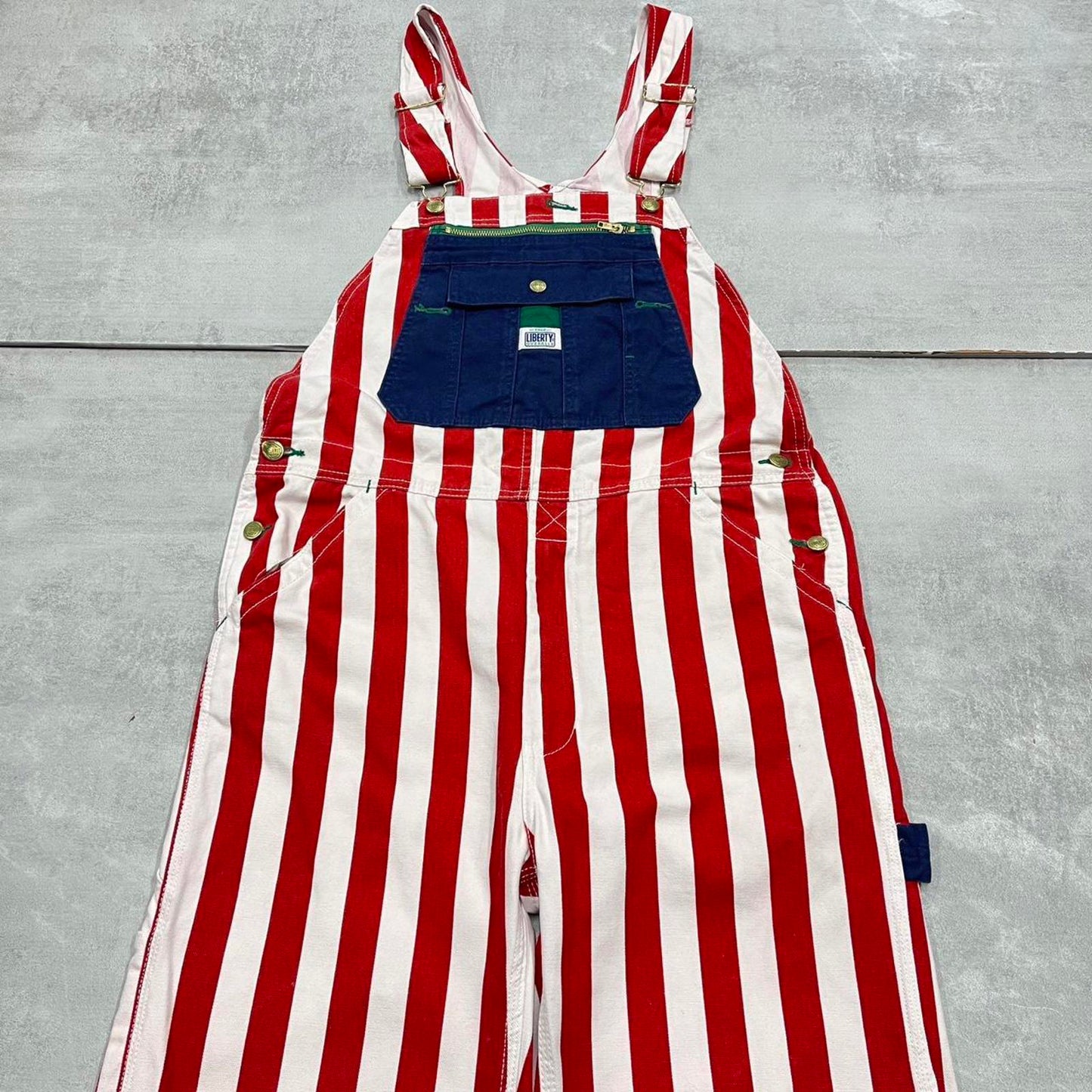 Vintage Liberty dungarees W34L30 USA striped mens canvas overalls